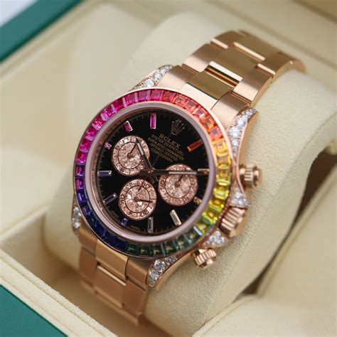 rolex rainbow bezel daytona|rolex daytona platinum diamond.